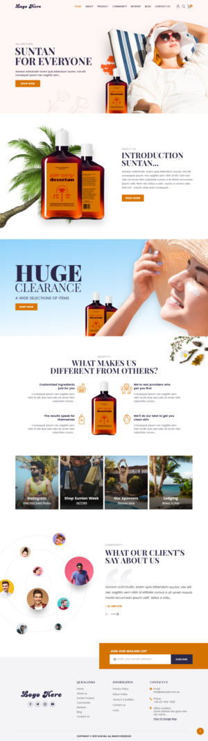 Design an e-commerce website for a suntan product | Diseño Web por nzdesigners
