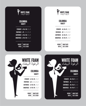 Label Design for White Foam Specialty Coffee Roasters | Aufkleber-Design von Atvento Graphics