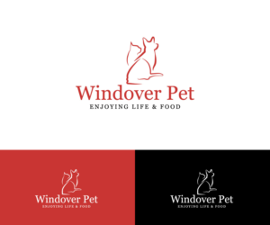 "dog & cat sketch" Windover Pet with tag line under logo "enjoying life & food" | Logo Design by Art Lancer