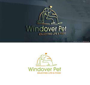 "dog & cat sketch" Windover Pet with tag line under logo "enjoying life & food" | Logo Design by Mono.co