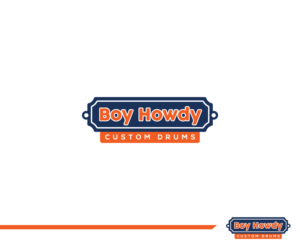 Boy Howdy (large), Custom Drums (small) | Logo Design by Fat Bat Man