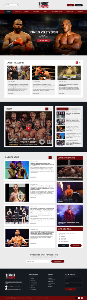 Combat Sports news website design | Web Design by bdesigner9