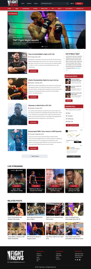 Combat Sports news website design | Web Design par Titan Eagle