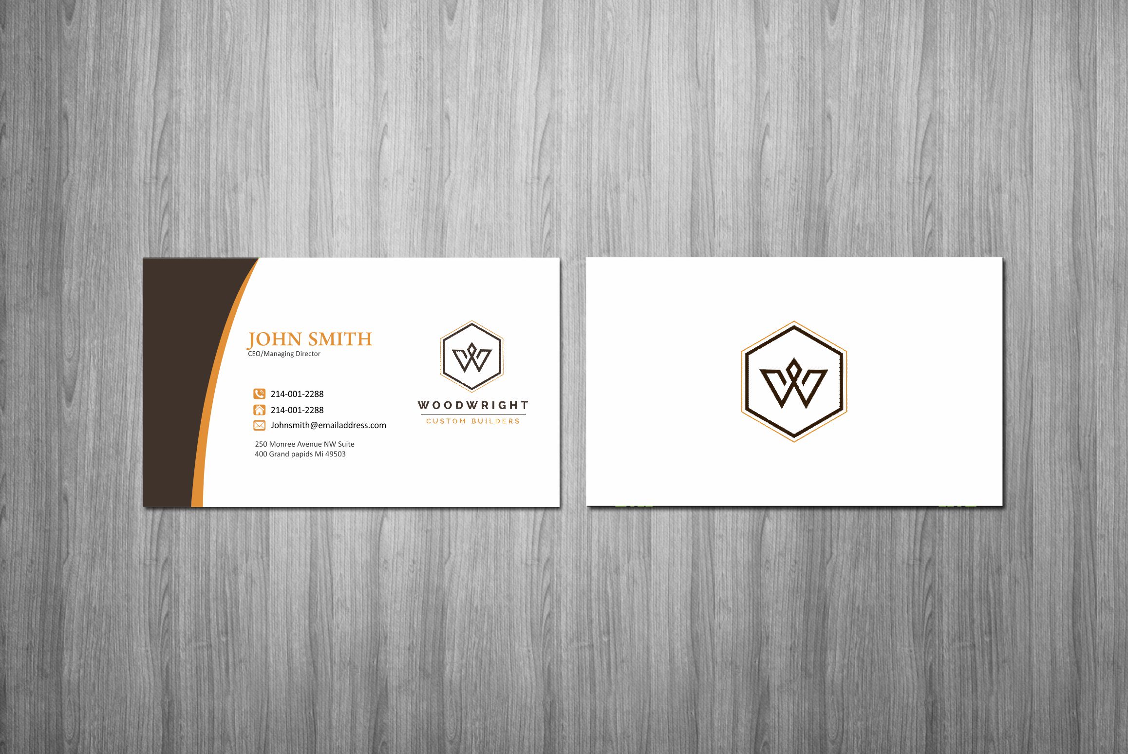 Business Card Design by Crea8iveMind for Woodwright Custom Builders LLC | Design #26660819