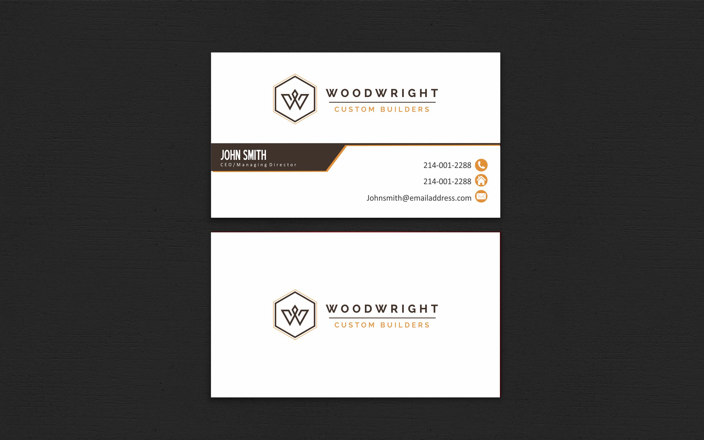 Business Card Design by Crea8iveMind for Woodwright Custom Builders LLC | Design #26660821