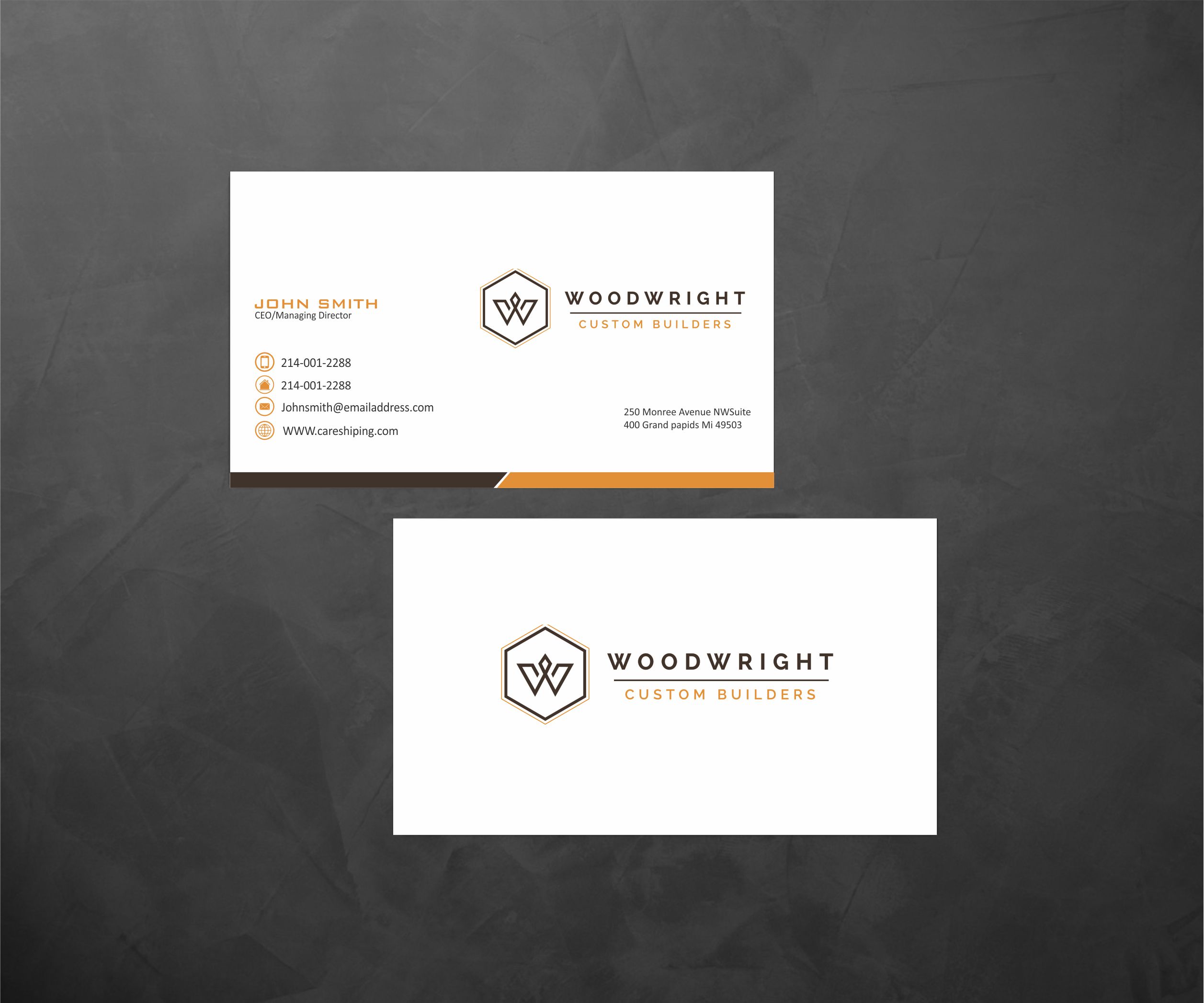Business Card Design by Crea8iveMind for Woodwright Custom Builders LLC | Design #26660825