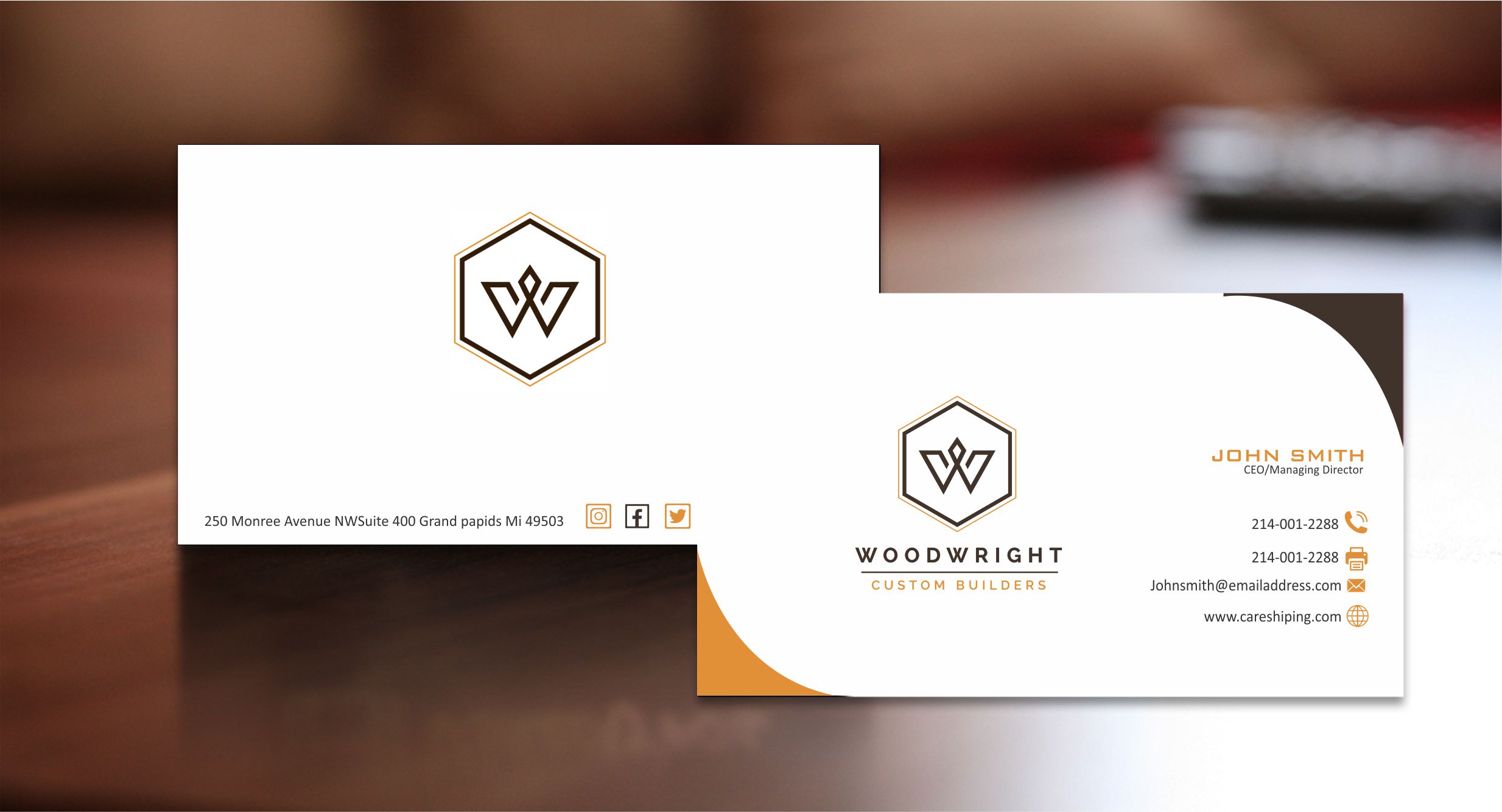 Business Card Design by Crea8iveMind for Woodwright Custom Builders LLC | Design #26660830