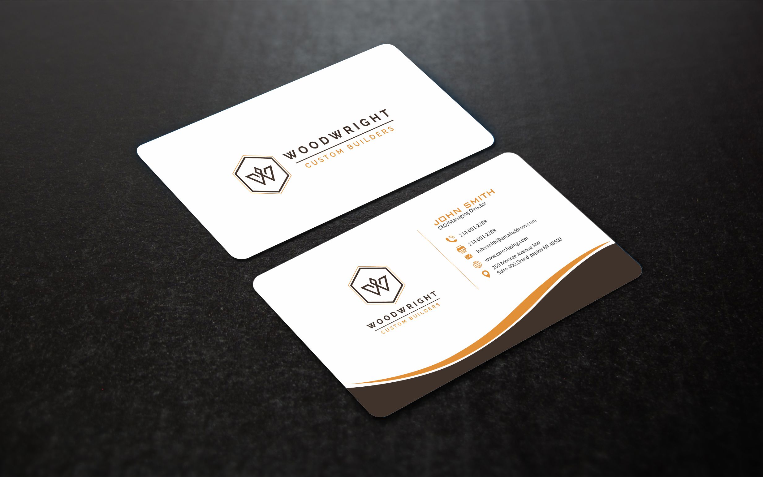 Business Card Design by Crea8iveMind for Woodwright Custom Builders LLC | Design #26660831