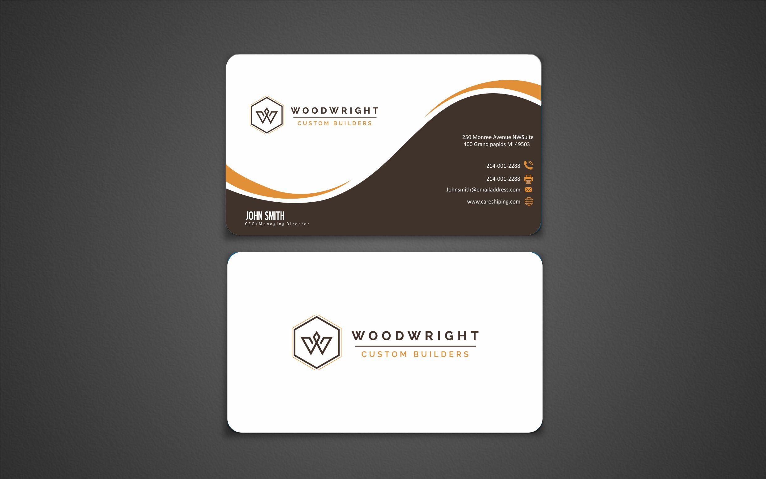 Business Card Design by Crea8iveMind for Woodwright Custom Builders LLC | Design #26660835
