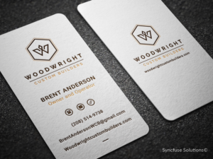 Business Card Design by SyncFuse™ Solutions for Woodwright Custom Builders LLC | Design: #26704992