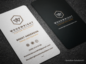 Business Card Design by SyncFuse™ Solutions for Woodwright Custom Builders LLC | Design: #26705001
