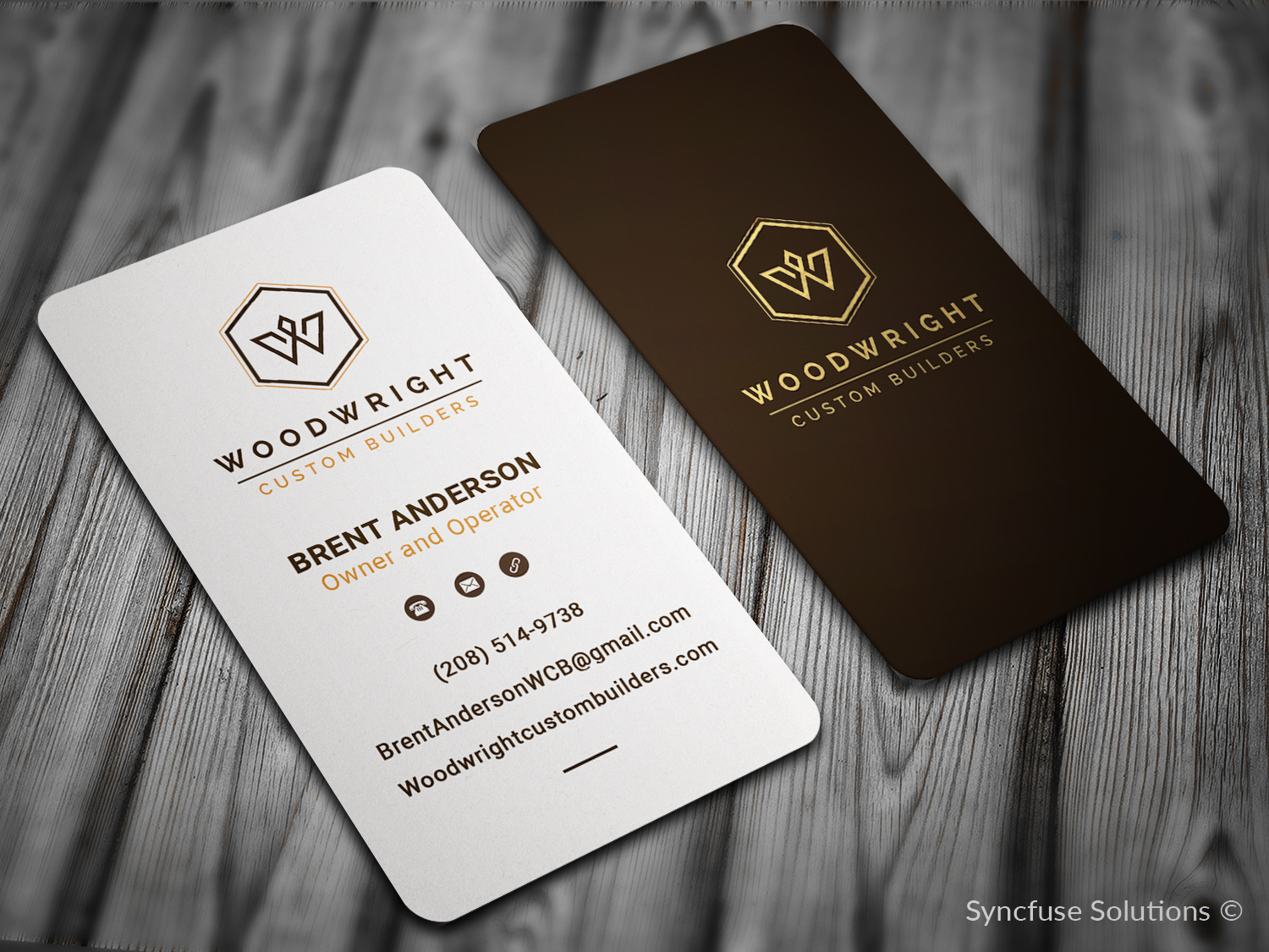 Business Card Design by SyncFuse™ Solutions for Woodwright Custom Builders LLC | Design #26705009