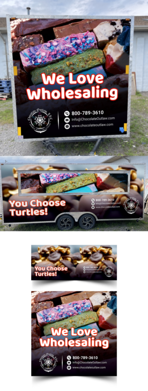 Chocolate Outlaw - 4 sided trailer wrap for seller fudge | Car Wrap Design by ecorokerz