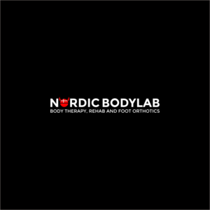 Headline: Nordic Bodylab    Subtitle:  Body Therapy, Rehab and Foot Orthotics.  I'm thinking the text/grafics might be in black or dark gray, so the colors of the danish flag ( red/white ) stands out a little bit | Diseño de Logo por emaviolar7