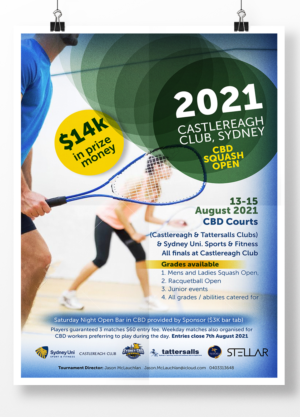 Castlereagh Club Sydney CBD Squash Open | Flyer Design by see why