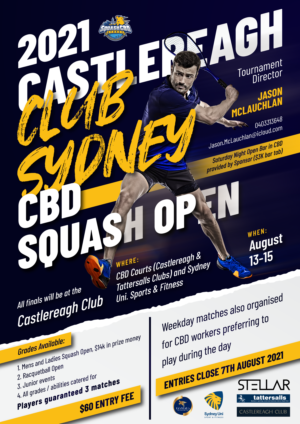 Castlereagh Club Sydney CBD Squash Open | Flyer Design by EA5Designs
