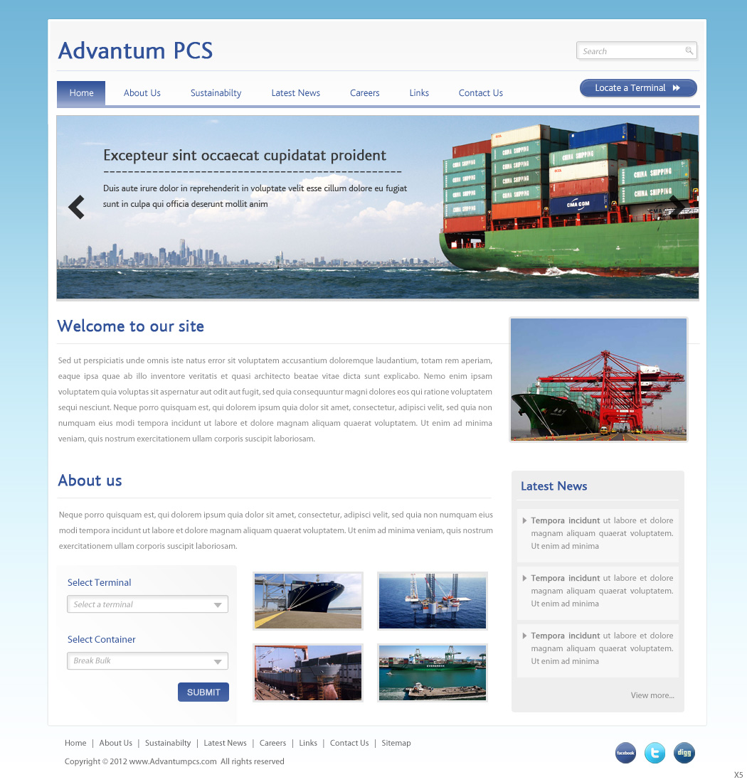 Serious, Modern, Shipping Web Design for a Company by pb | Design #738552