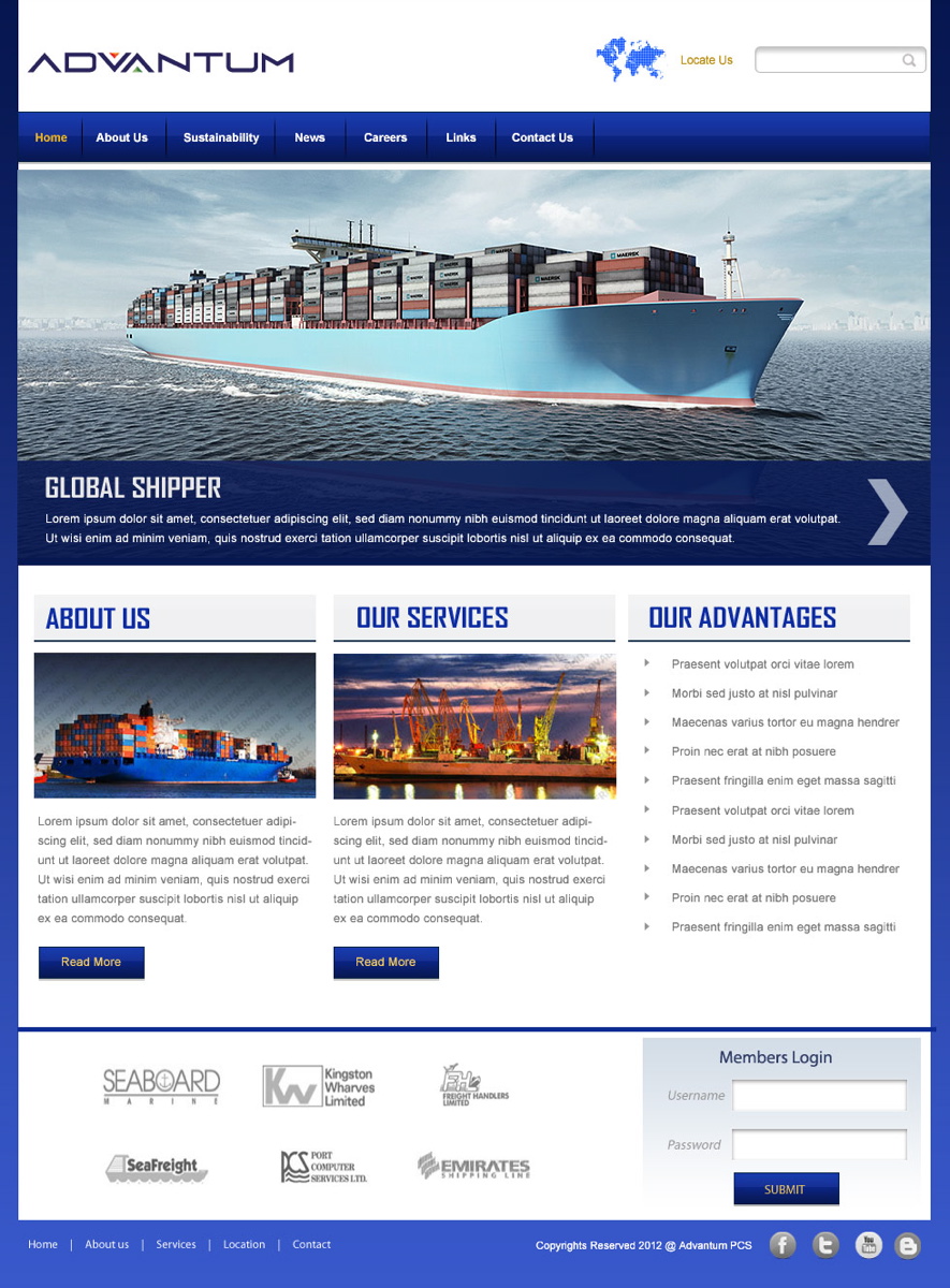 Serious, Modern, Shipping Web Design for a Company by pb | Design #761635