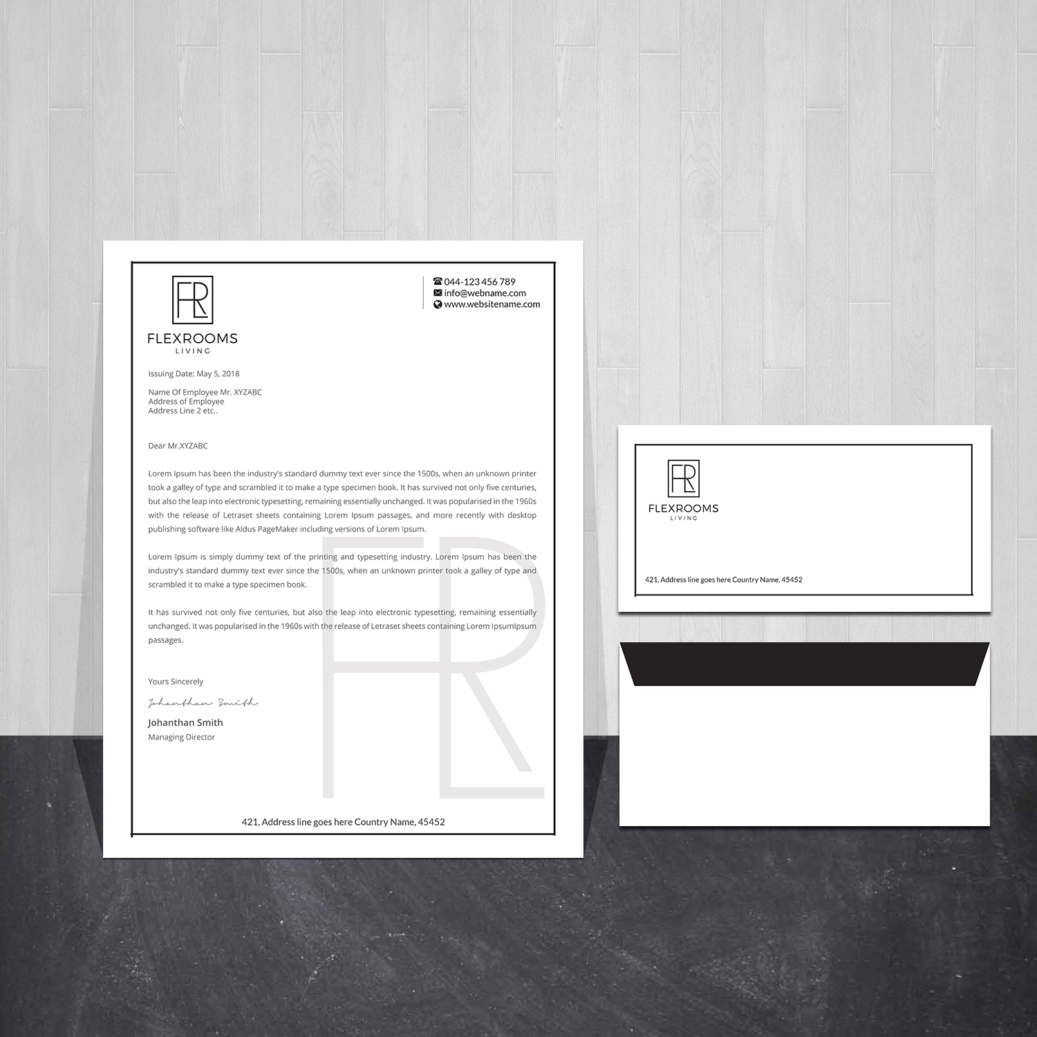 Stationery Design by Creations Box 2015 for Flexrooms Living | Design #26702095