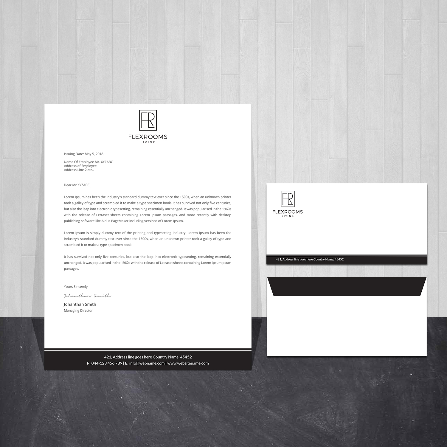 Stationery Design by Creations Box 2015 for Flexrooms Living | Design #26702096