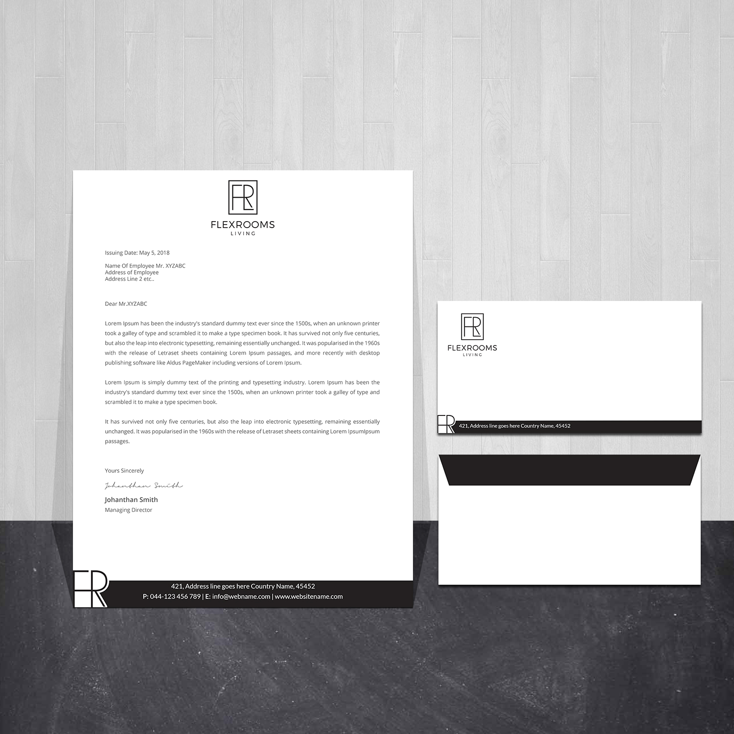 Stationery Design by Creations Box 2015 for Flexrooms Living | Design #26702097