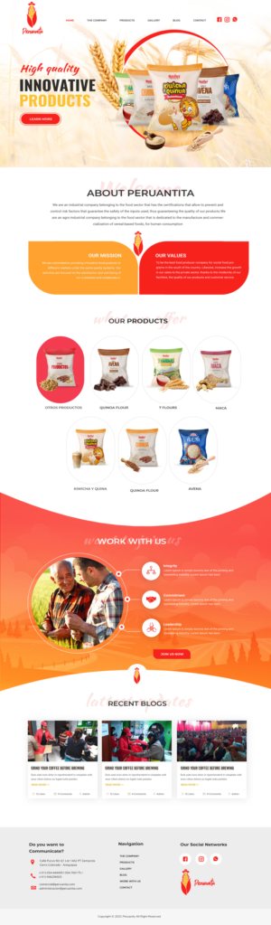 Web-Design von Blue Sparrow für Peruanita Eirl | Design: #26713447
