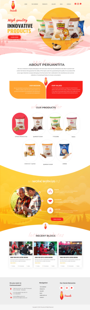 Web-Design von Blue Sparrow für Peruanita Eirl | Design: #26713448