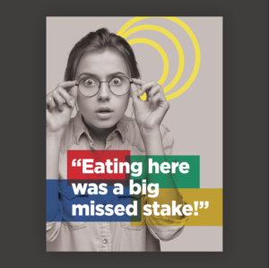 Poster for a vegan café with a funny message about the food served. | Graphic Design by umesh mahale