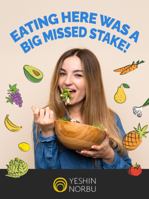 Poster for a vegan café with a funny message about the food served. | Grafik-Design von lnb...