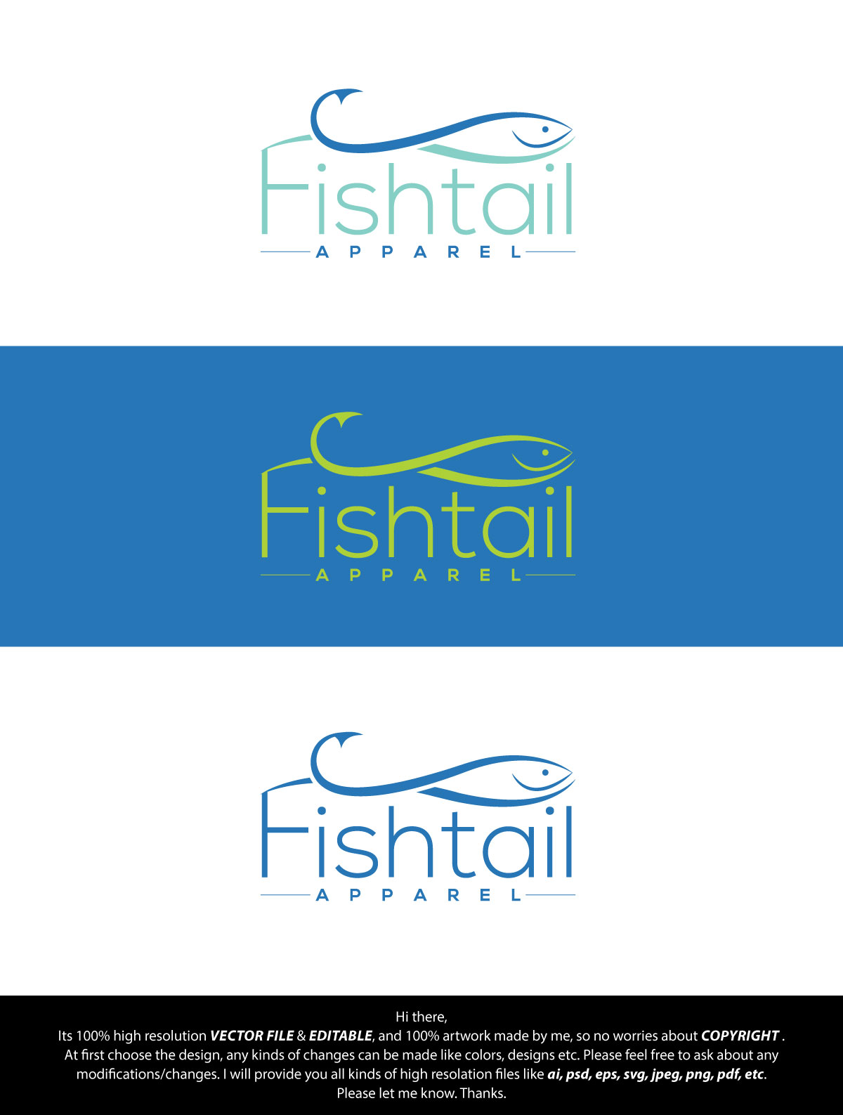 Logo Design by FireflyArt for Fishtail Ocean Apparel | Design #26702911