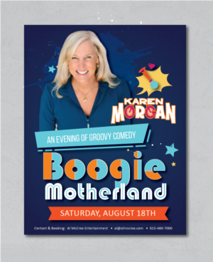 We need a groovy retro poster for a comedy show called Boogie Motherland :) | Poster Design by alex989
