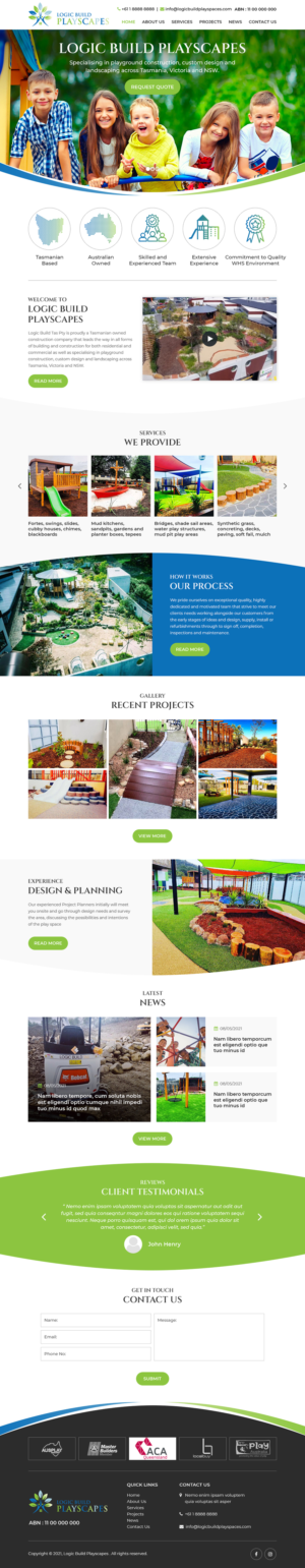 new web page for business that constructs playscapes to childcare centres, schools & localgoverm | Web Design by Starlyn DS