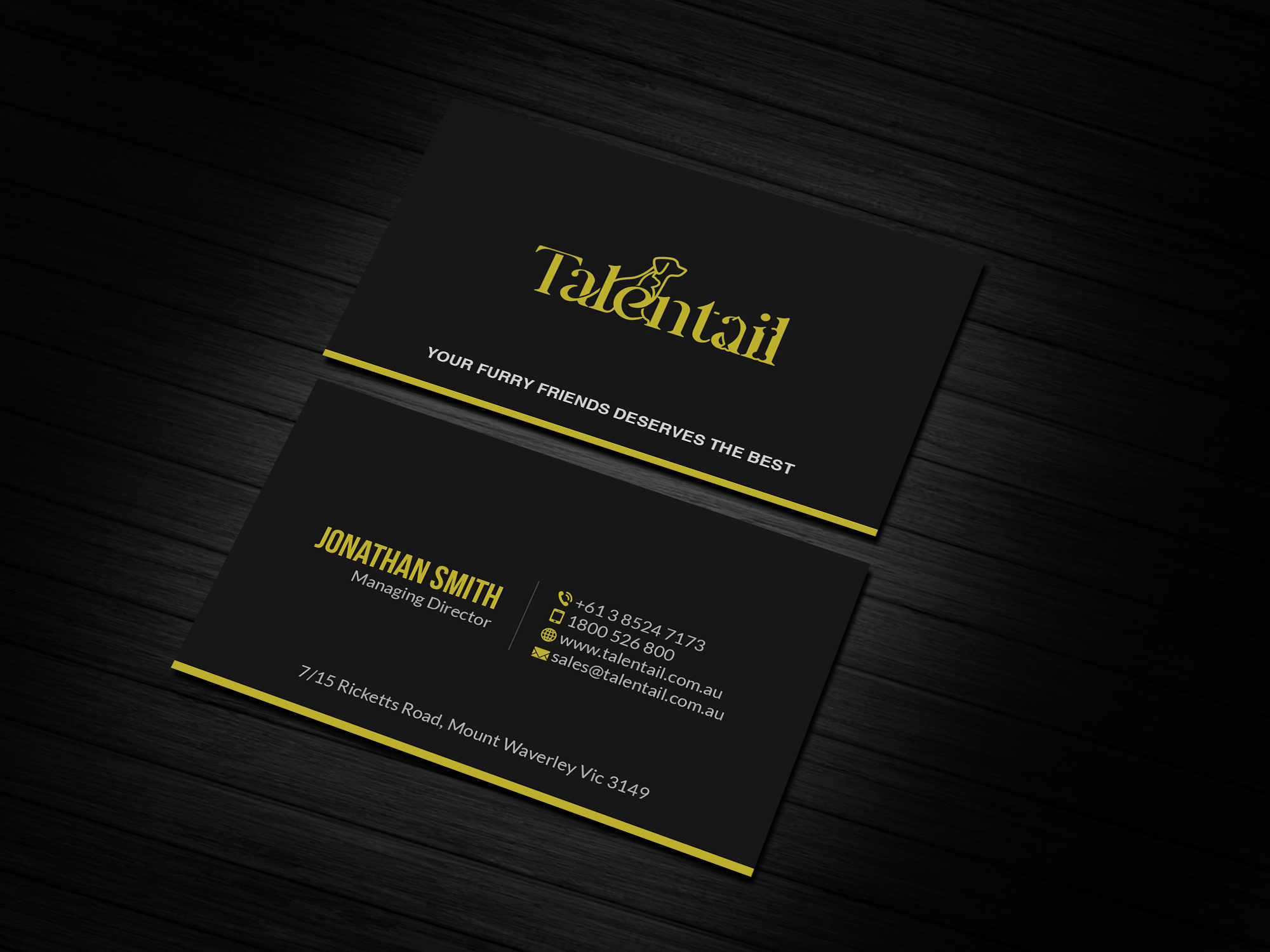 Visitenkarten-Design von Creations Box 2015 für Australia Talentail Pty Ltd | Design #26712305