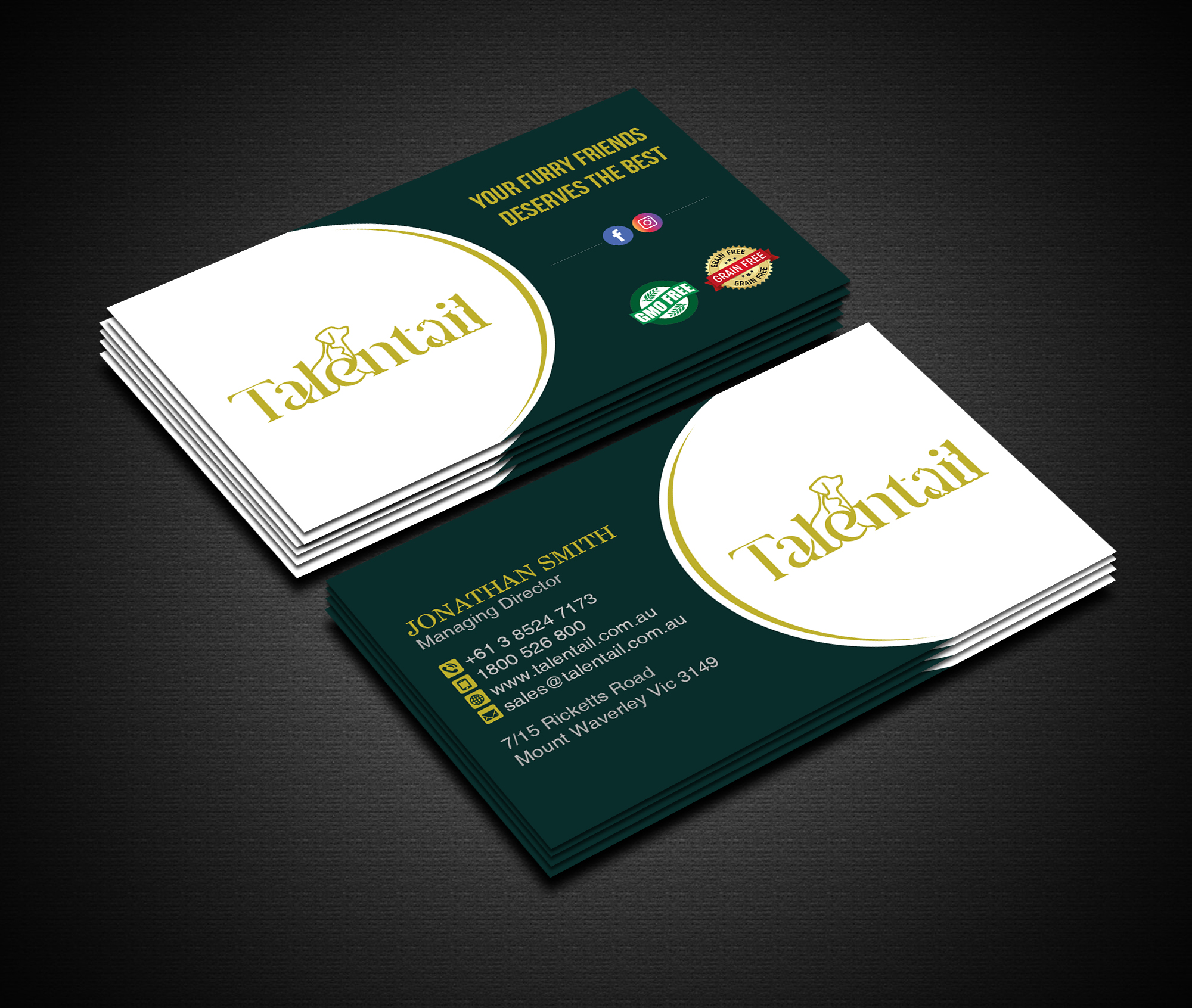 Business Card Design by Creations Box 2015 for Australia Talentail Pty Ltd | Design #26712323