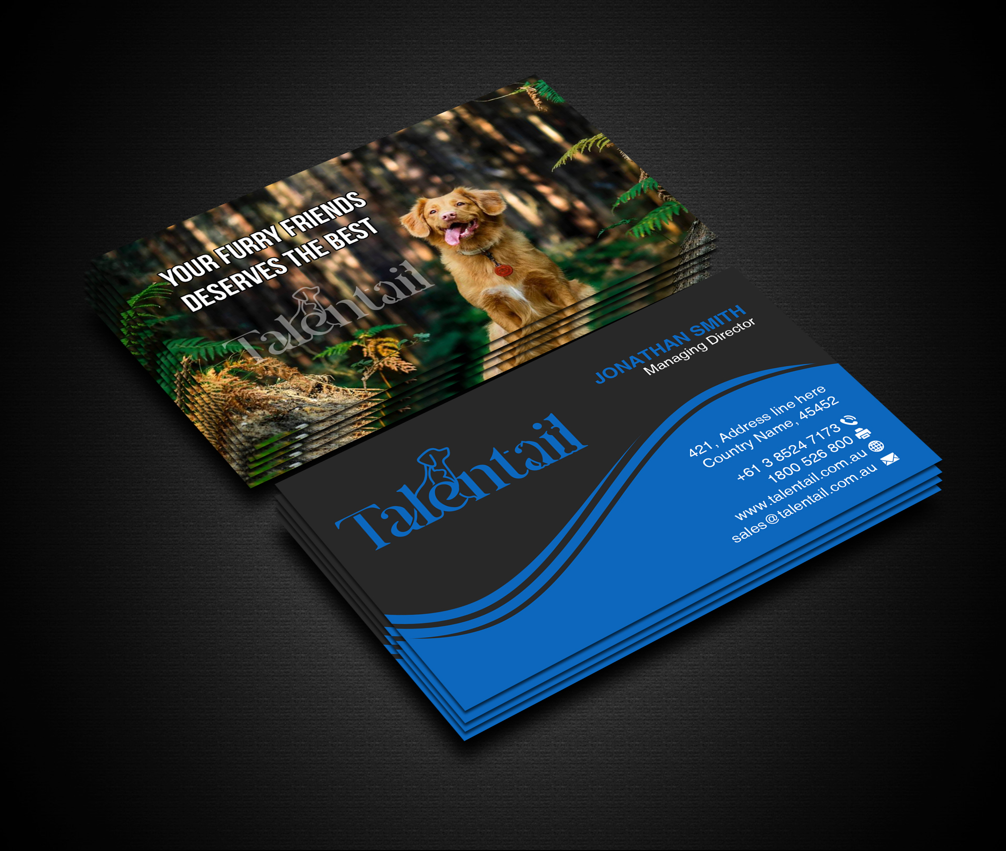 Business Card Design by Creations Box 2015 for Australia Talentail Pty Ltd | Design #26712324