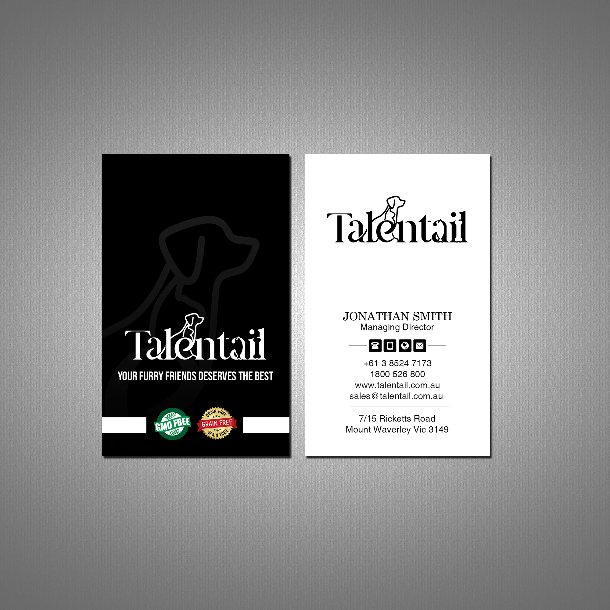 Business Card Design by Creations Box 2015 for Australia Talentail Pty Ltd | Design #26712331