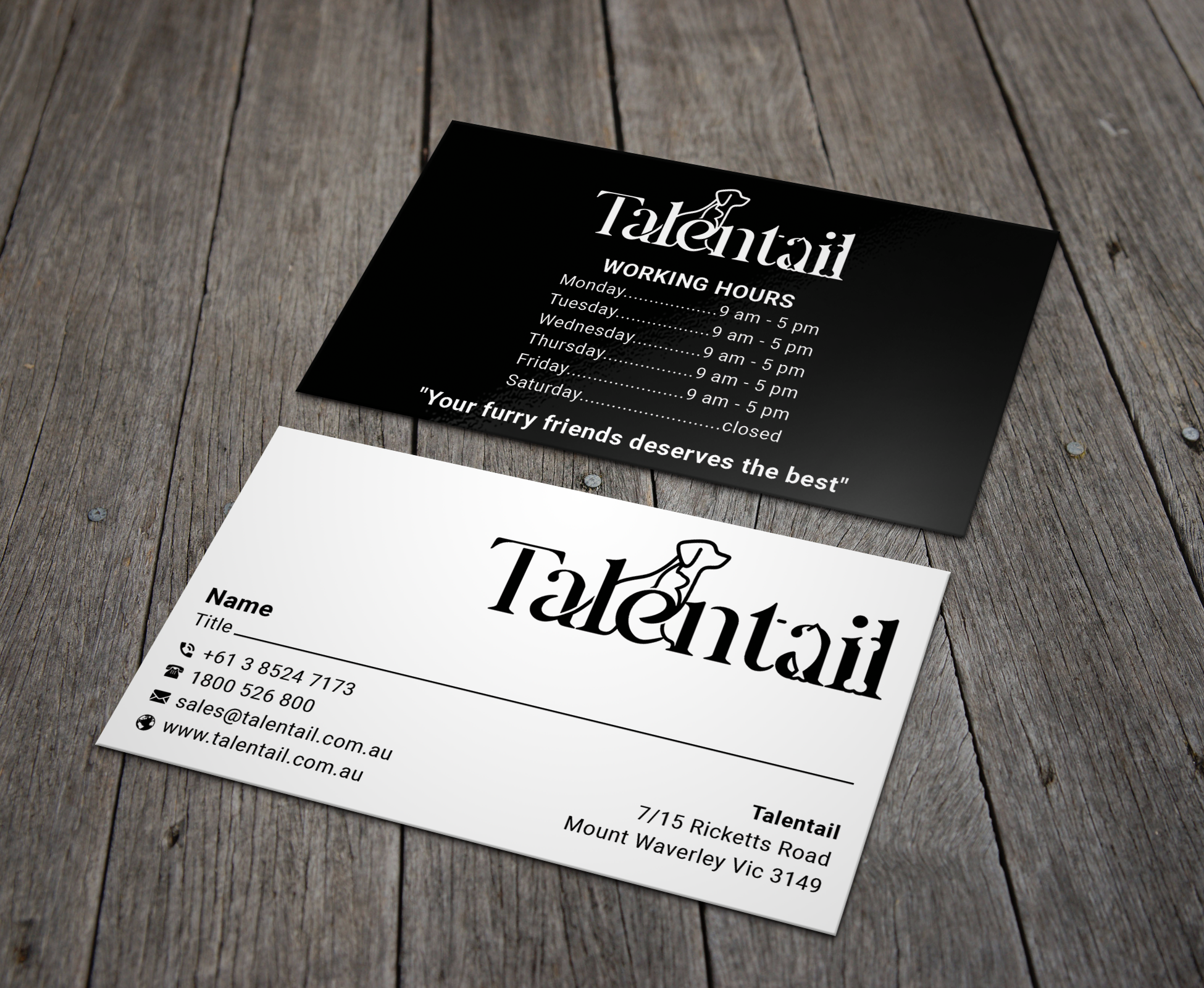 Visitenkarten-Design von B. M. BILLAL HOSSAIN für Australia Talentail Pty Ltd | Design #26717028
