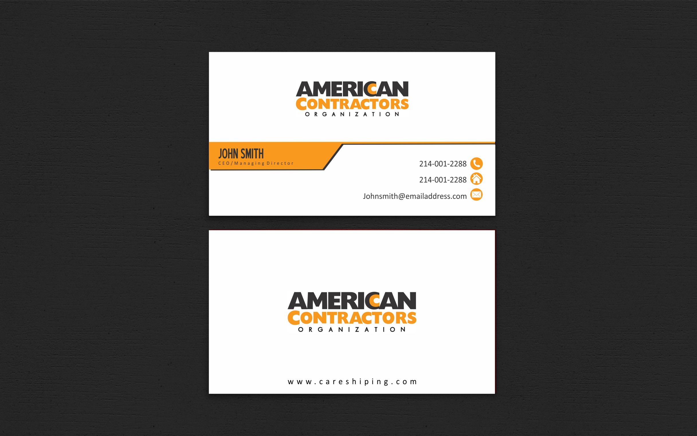 Diseño de Tarjeta de Presentación por Crea8iveMind para American Contractors Organization  | Diseño #26726482