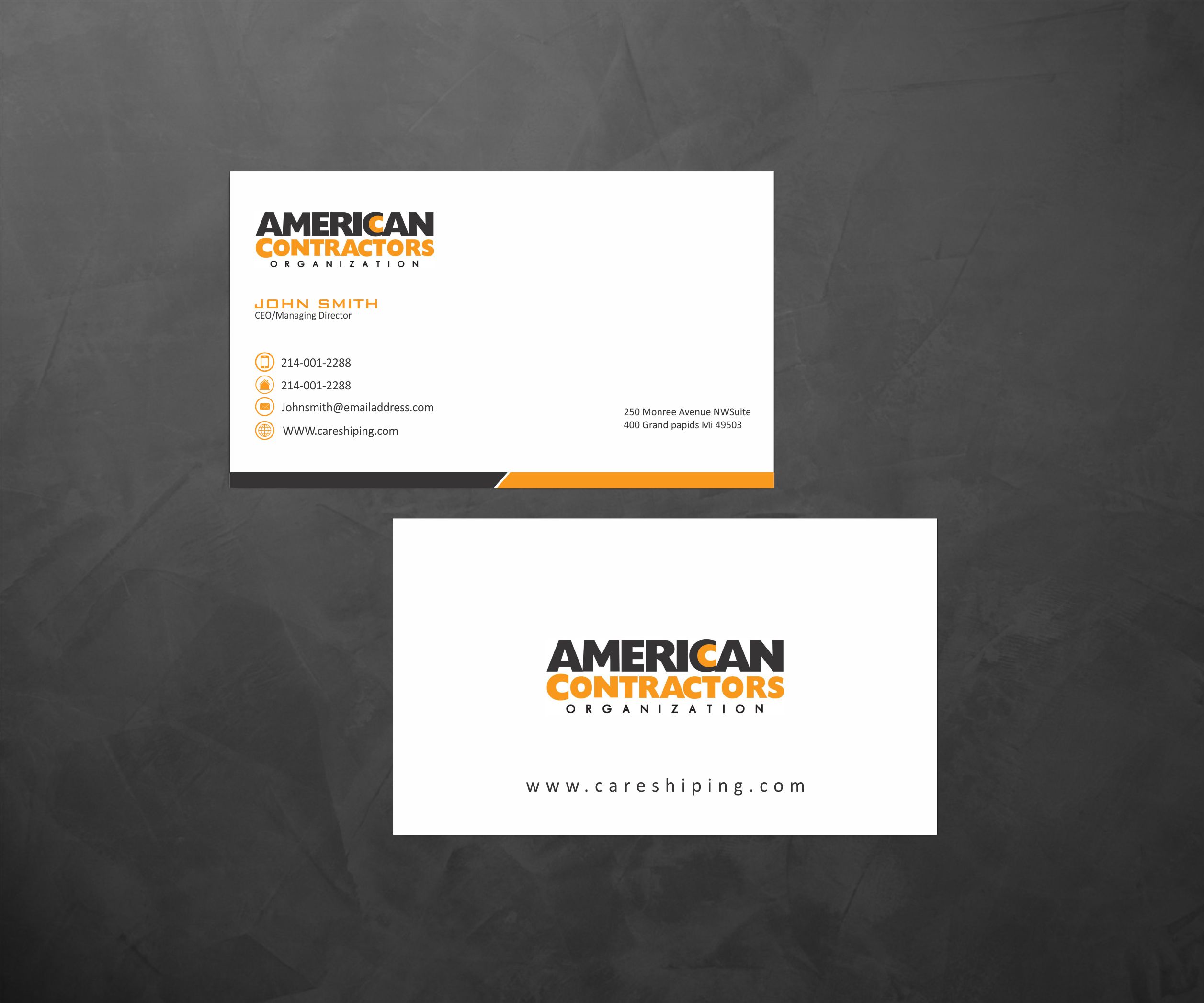 Business Card Design by Crea8iveMind for American Contractors Organization  | Design #26726484