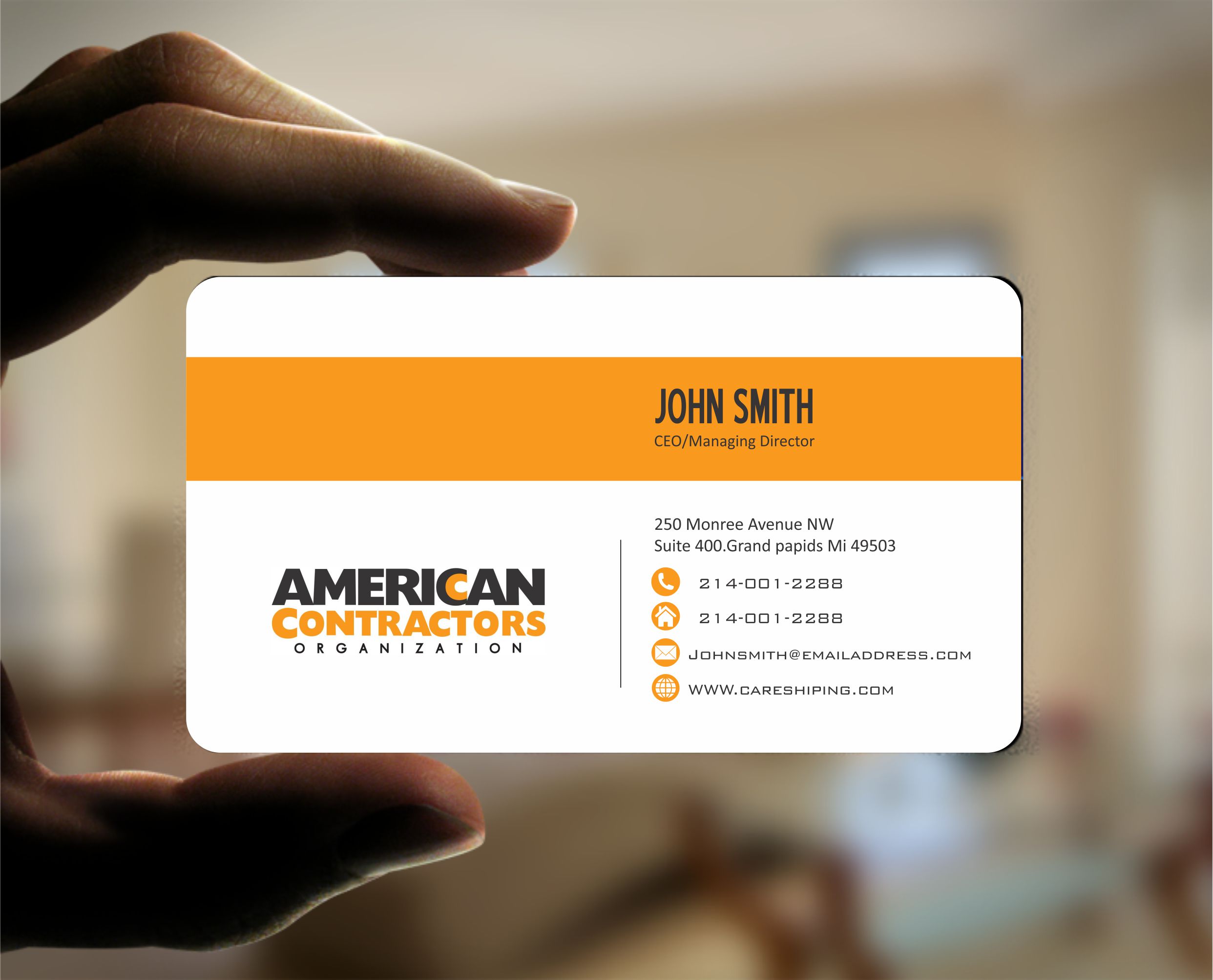 Diseño de Tarjeta de Presentación por Crea8iveMind para American Contractors Organization  | Diseño #26726486