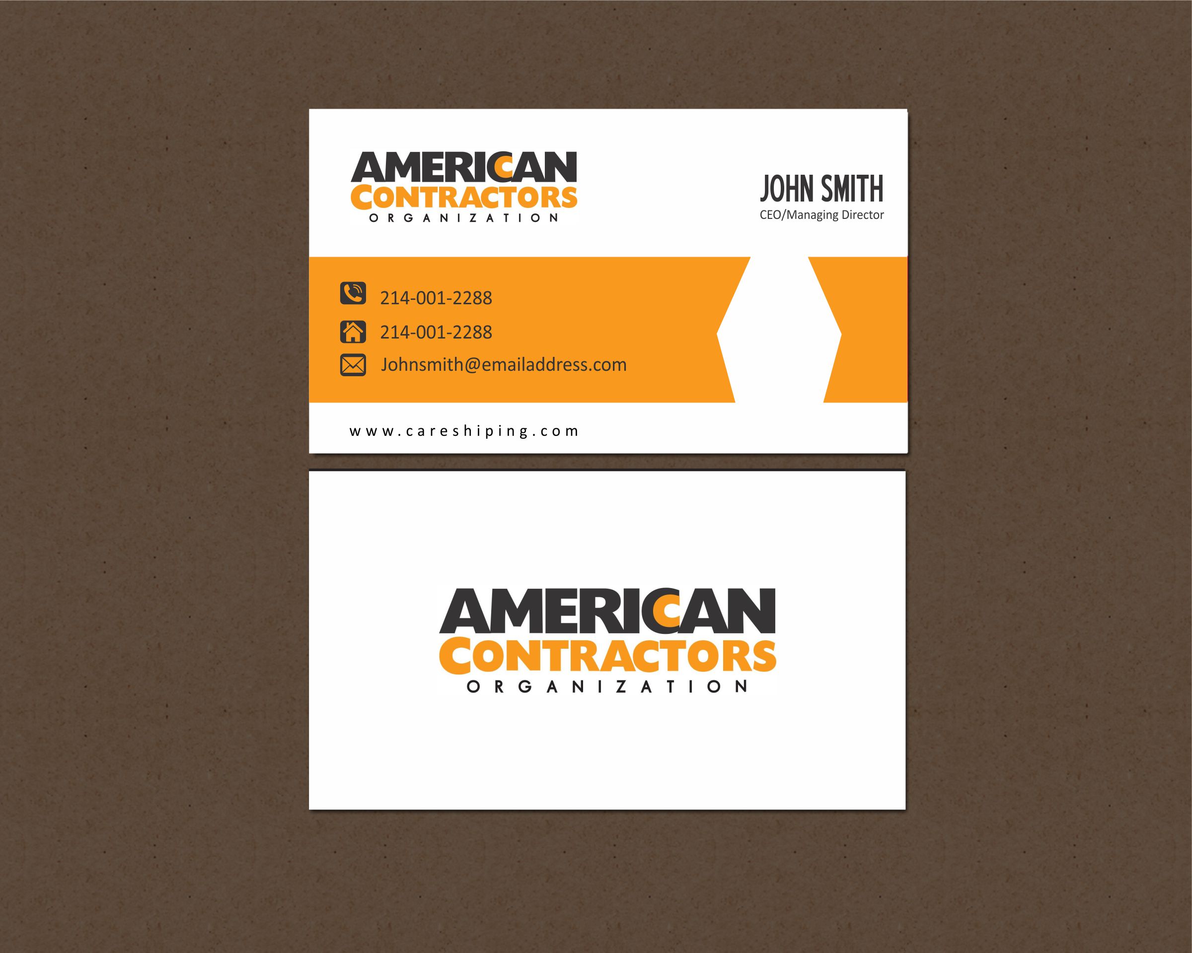 Diseño de Tarjeta de Presentación por Crea8iveMind para American Contractors Organization  | Diseño #26726487
