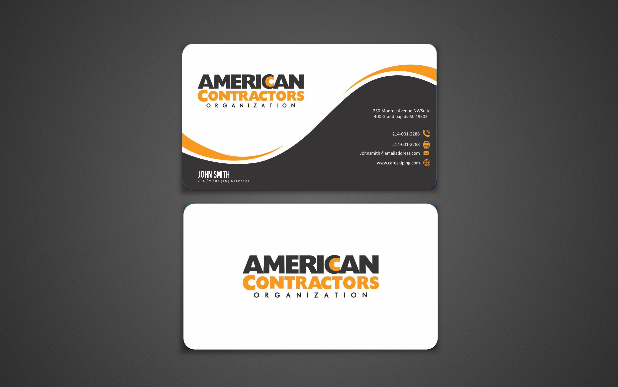 Business Card Design by Crea8iveMind for American Contractors Organization  | Design #26726488