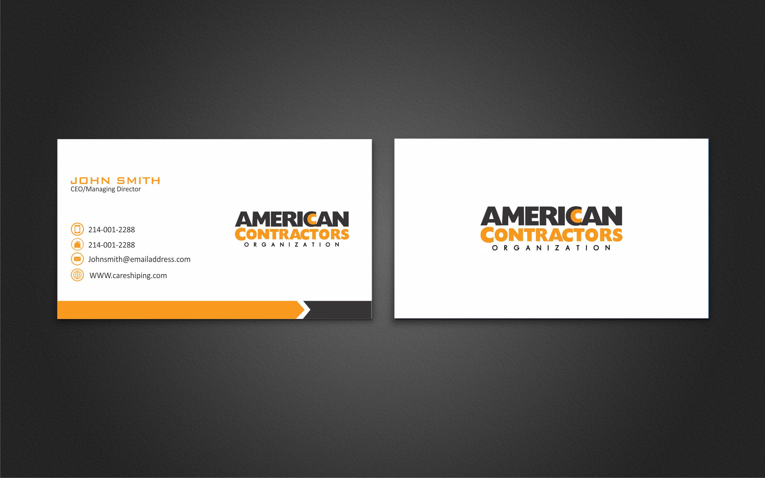 Diseño de Tarjeta de Presentación por Crea8iveMind para American Contractors Organization  | Diseño #26726492