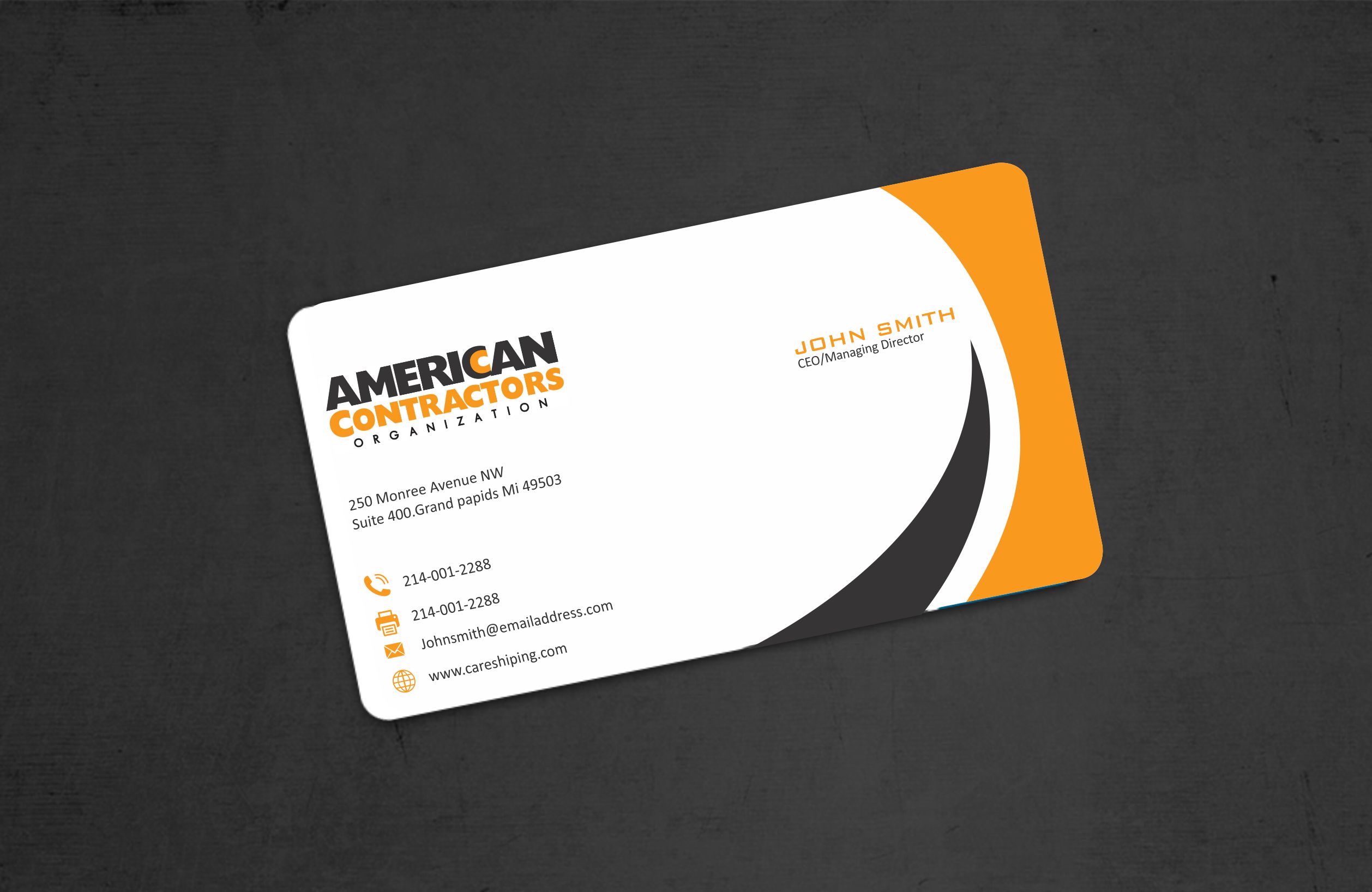 Diseño de Tarjeta de Presentación por Crea8iveMind para American Contractors Organization  | Diseño #26726494