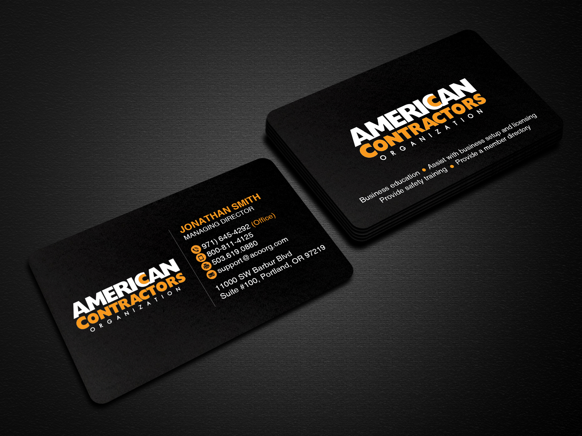 Business Card Design by Creations Box 2015 for American Contractors Organization  | Design #26717880