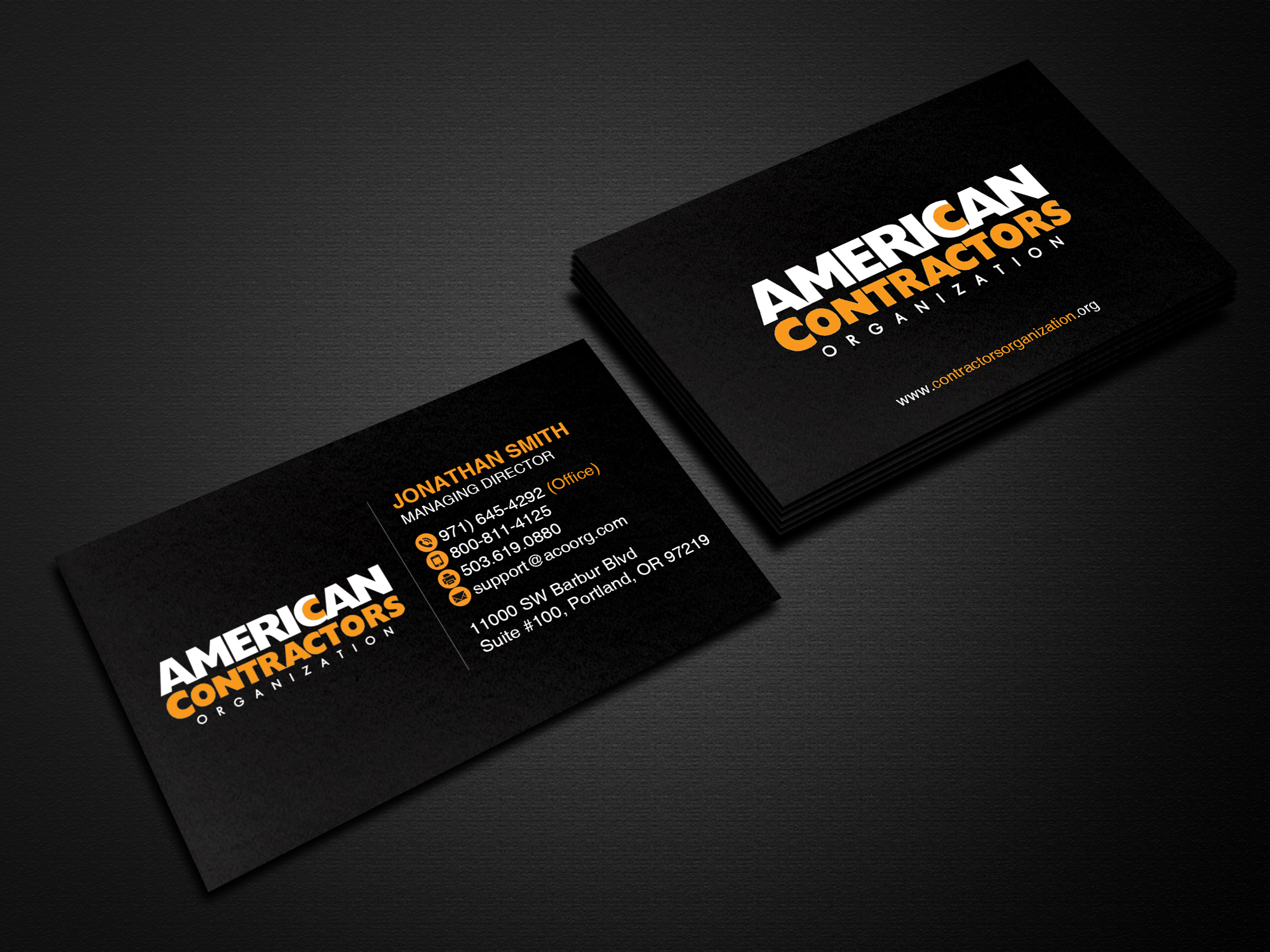 Business Card Design by Creations Box 2015 for American Contractors Organization  | Design #26717881