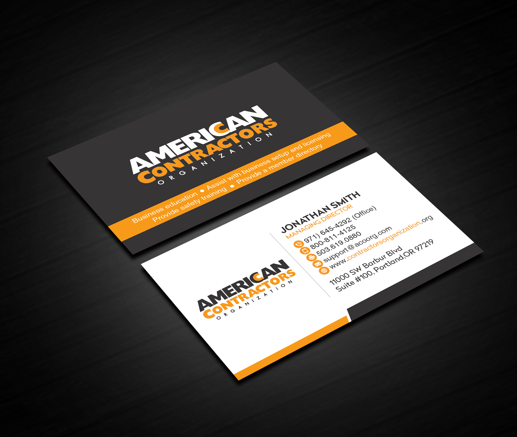 Business Card Design by Creations Box 2015 for American Contractors Organization  | Design #26721762