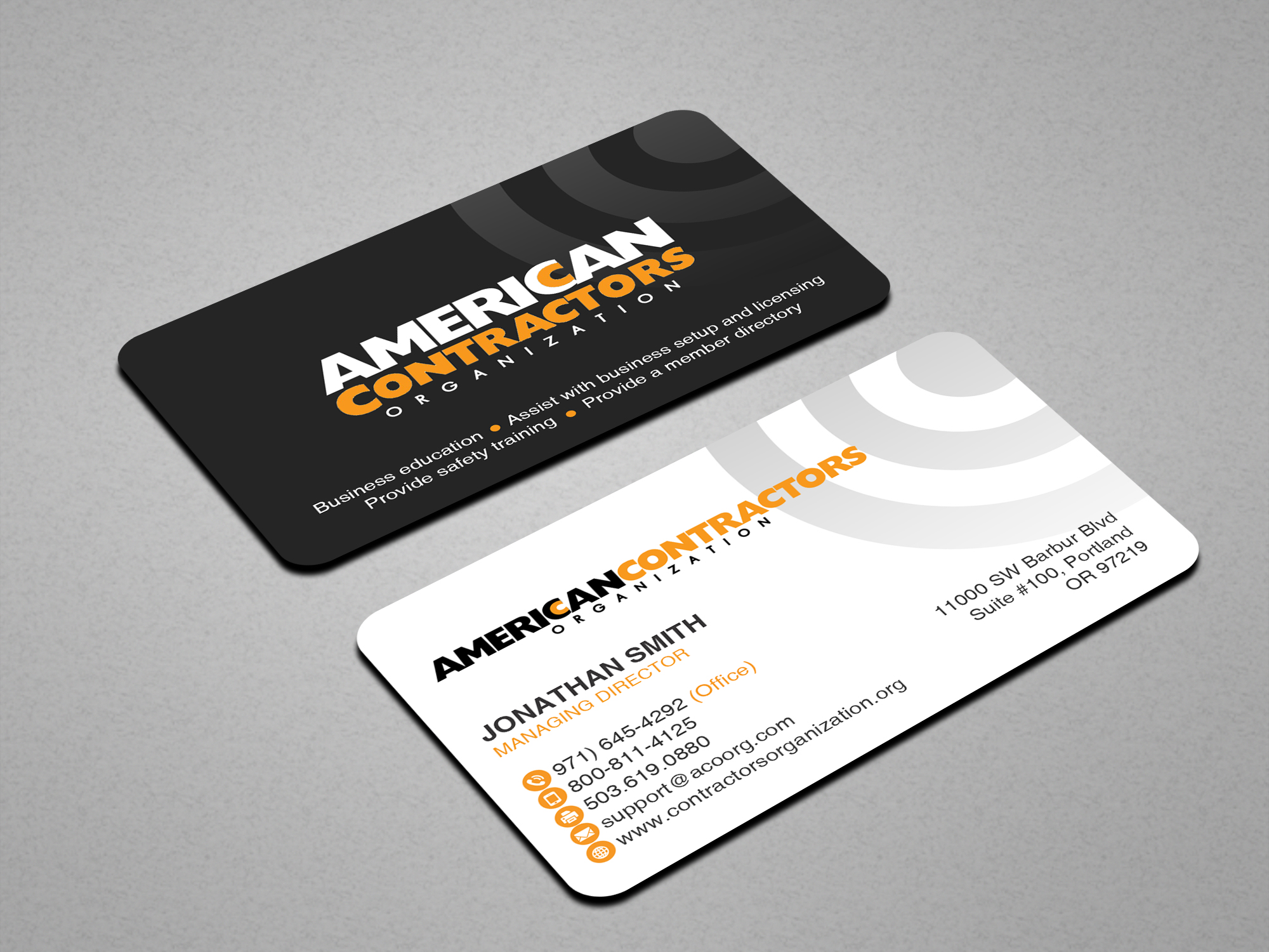 Business Card Design by Creations Box 2015 for American Contractors Organization  | Design #26721763