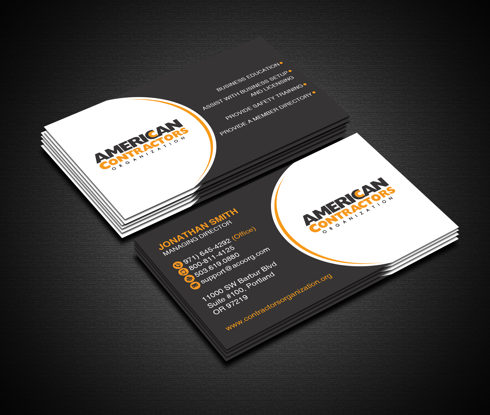 Diseño de Tarjeta de Presentación por Creations Box 2015 para American Contractors Organization  | Diseño #26721764