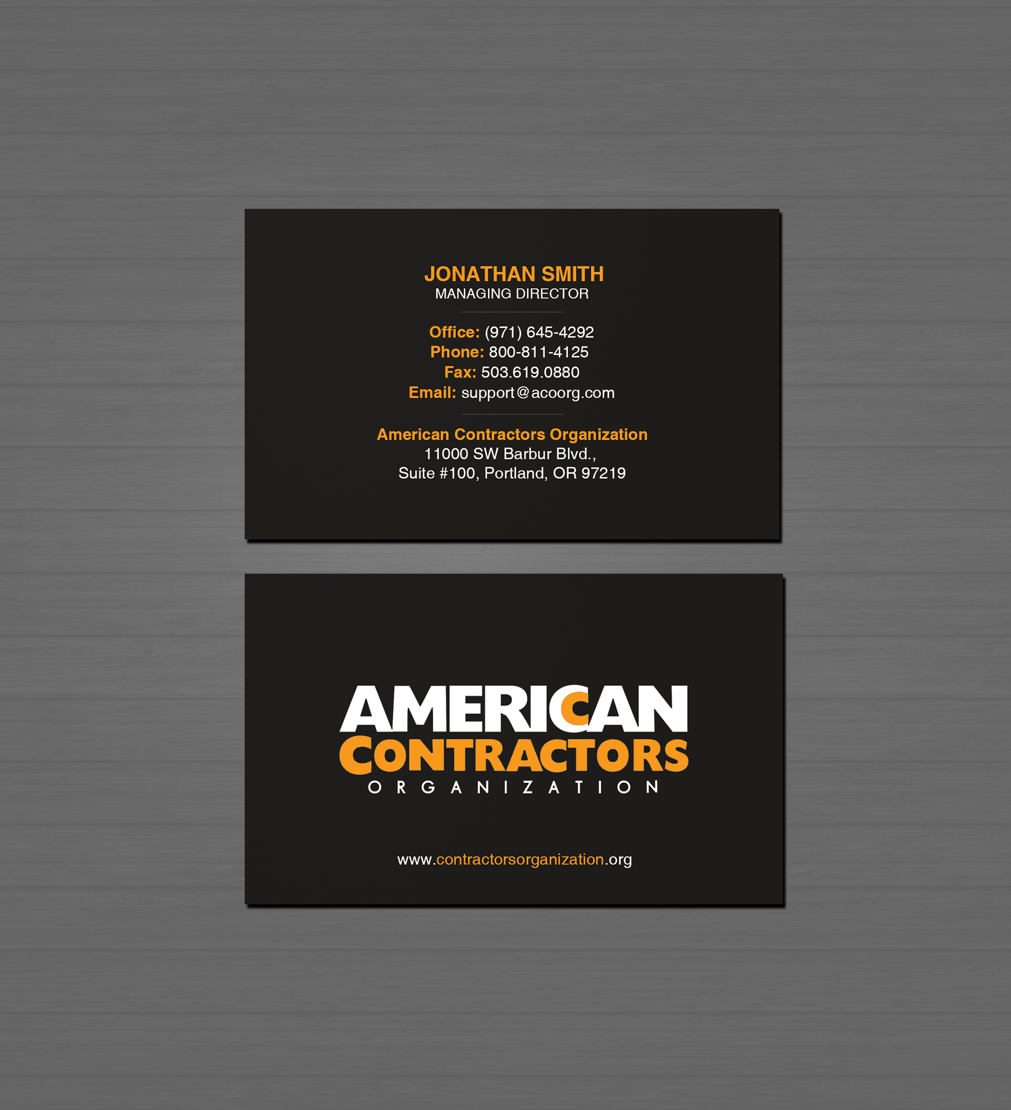 Diseño de Tarjeta de Presentación por Creations Box 2015 para American Contractors Organization  | Diseño #26725140
